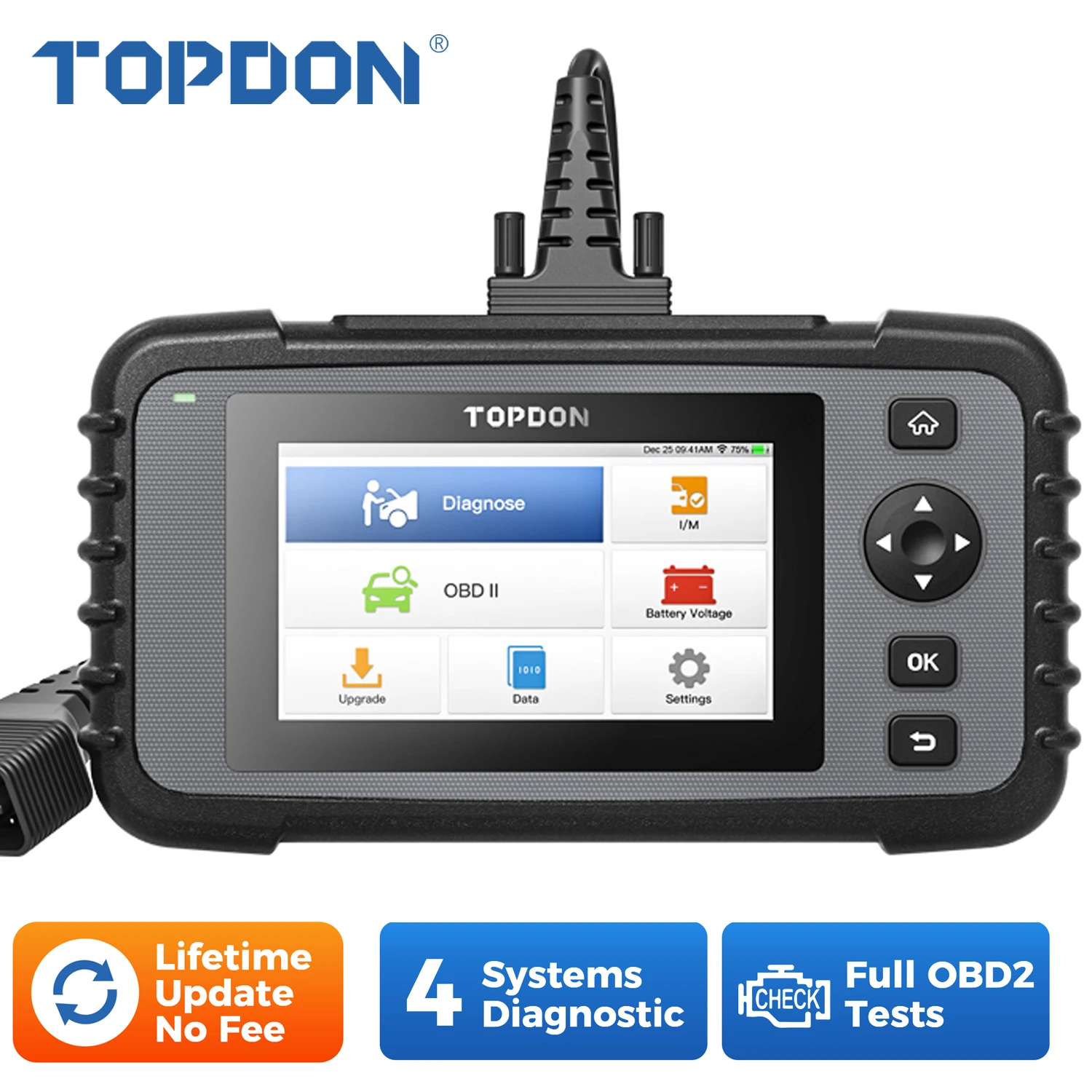 Автомобильный диагностический инструмент Topdon, все системы, OBD2 диагностический сканер двигателя ABS SRS подушка безопасности, Автомобильный сканер, считыватель кодов ArtiDiag500