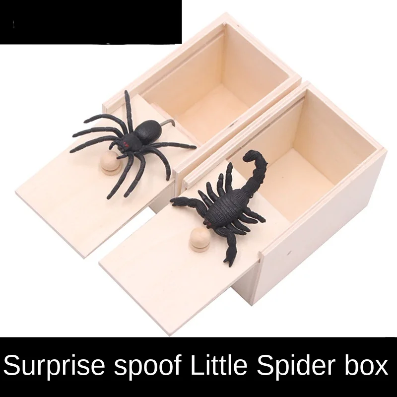 

Trick Props Scare Spoof Bugs Box Scary Horror Small Wooden Box Spider Box