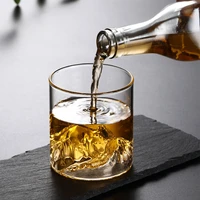 japanese style whisky cup 3d mountain transparent whiskey glass vintage japanese style glass cup fuji glacier vodka wine cup