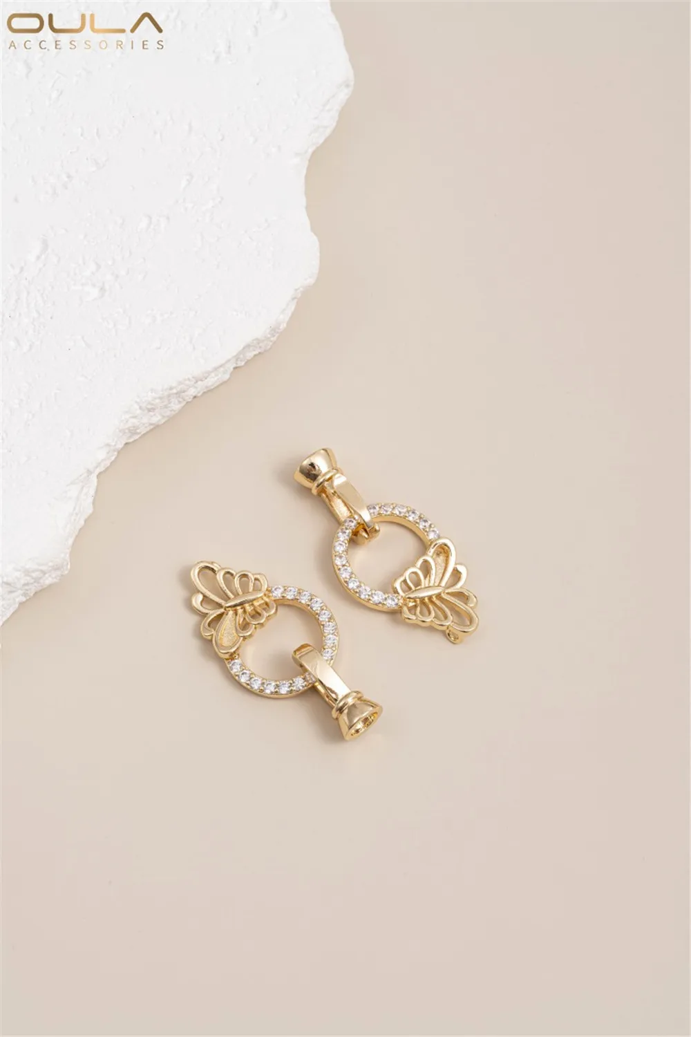 14K сумка Золотая циркониевая стрелка через сердце Бабочка пчела жемчужное