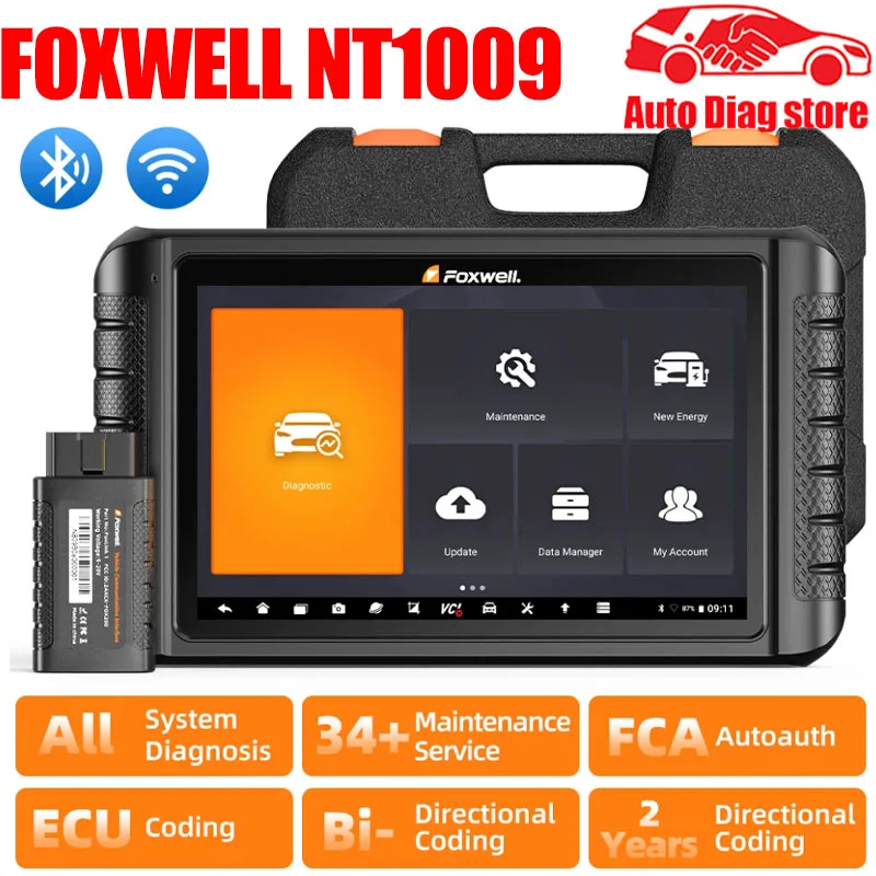 FOXWELL NT1009 OBD2 Bluetooth автомобильный диагностический сканер кодирование ЭБУ