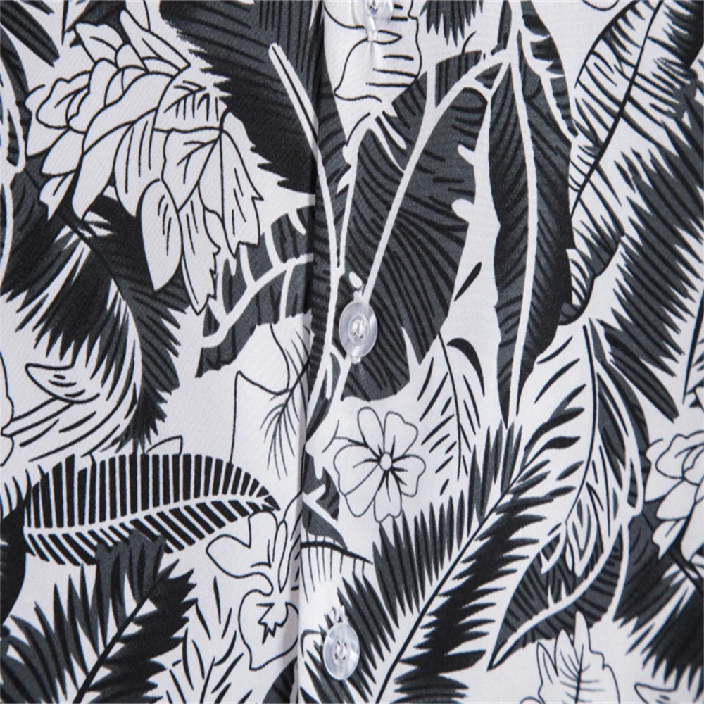 Summer Hawaiian Shirts Tropical Floral Men Tops Casual Short Sleeve Cotton Button Chemise Loose Vacation Beach Blouse