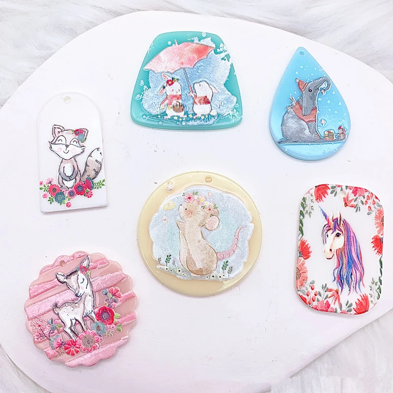 50 шт./лот Мультяшные животные/цветы узоры геометрические круглые/форма капли