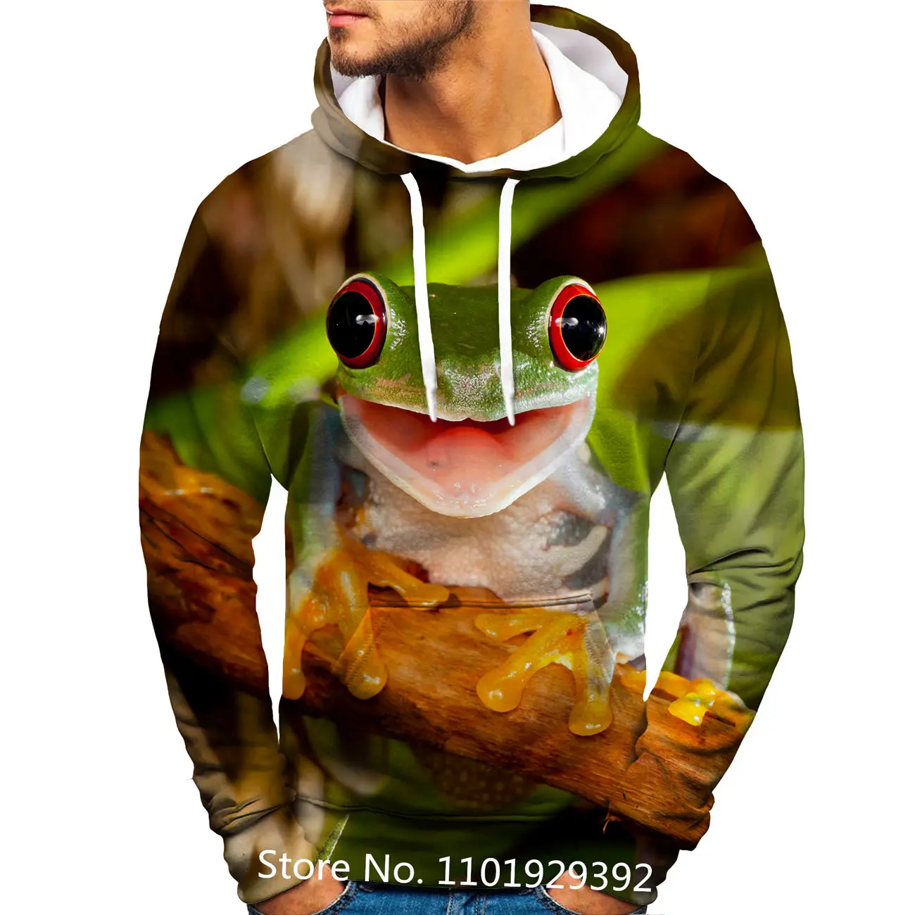 2022 New Fashion Frog Hoodies 3D Animal Printed Hoodie Casual Men Women Hooded Pullovers