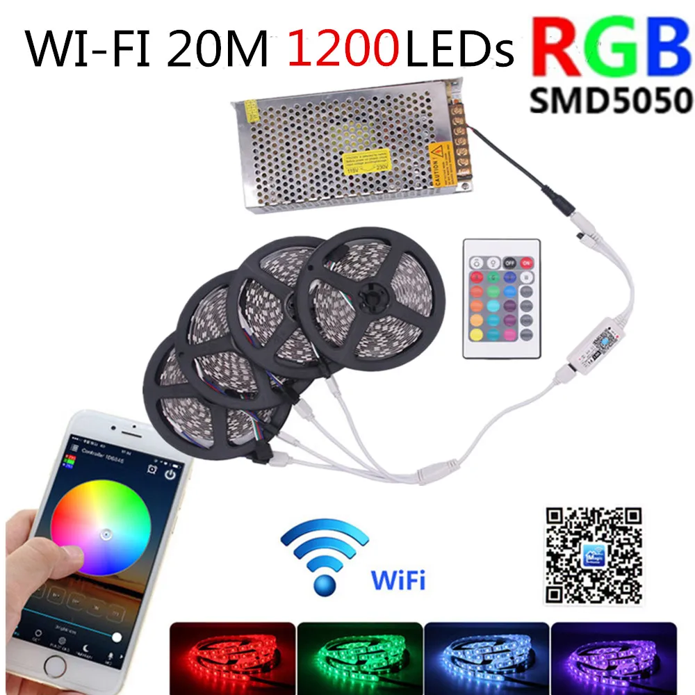 

Водонепроницаемая светодиодная лента RGB с Wi-Fi, 12 В, 5050 SMD, неоновая лампа, 24 клависветодиодный, 5 м, 300 светодисветодиодный, s/roll, вход 220 В для ком...
