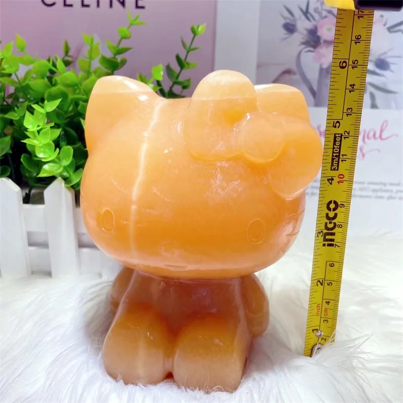 

Природный Хрустальный желтый кальцит КТ статуя кота резьба мультяшное животное Исцеление Кристалл подарок для праздника