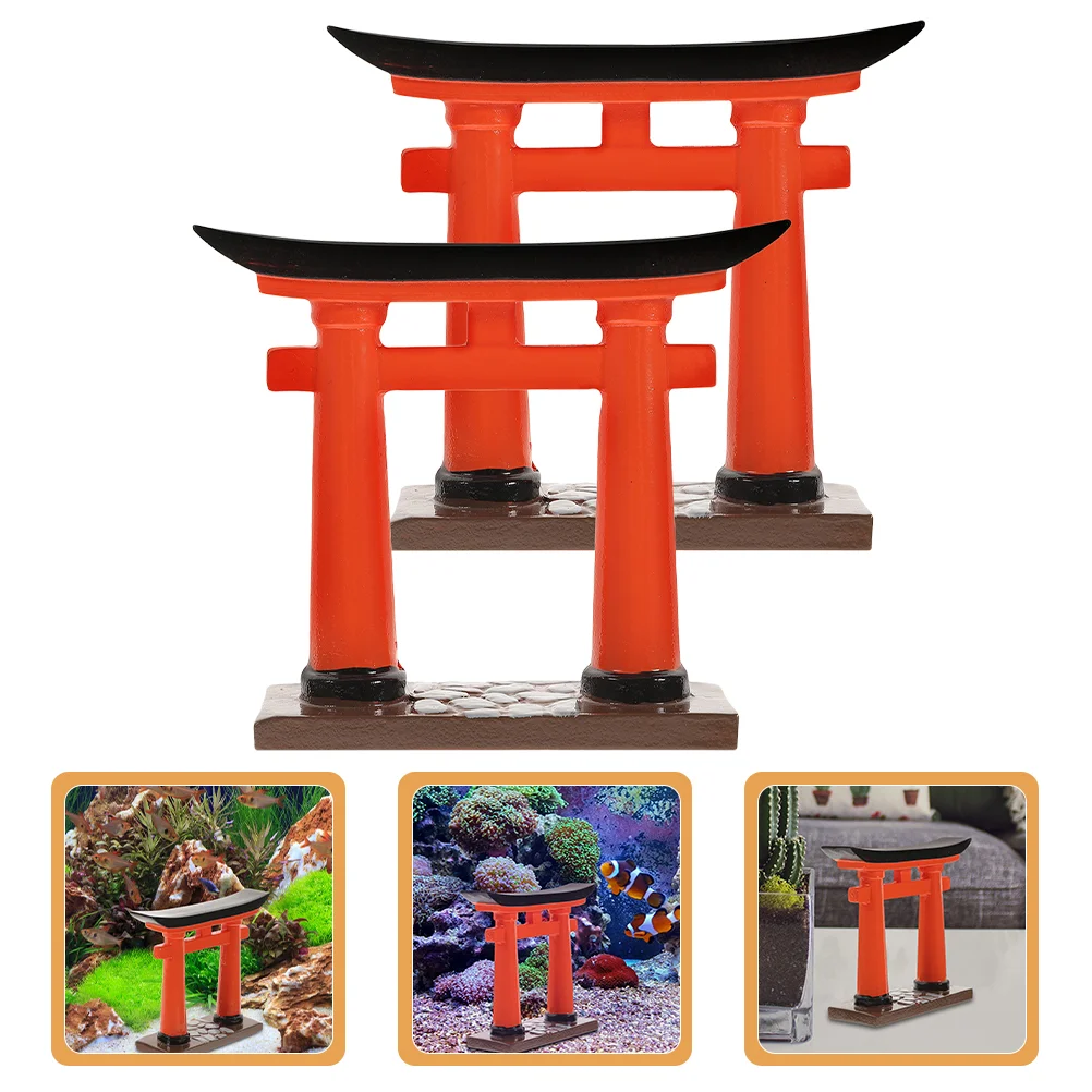 

Japanese Torii Gate Miniature Statues Tiny Ornaments Aquarium Decors Resin House Props Toy Fairy Figurines