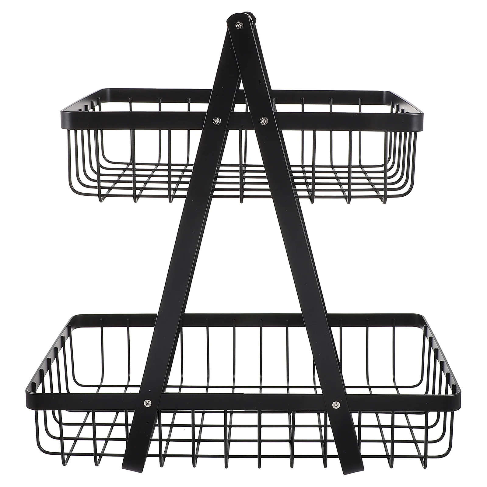 

Detachable Fruit Basket Black Wire Basket Vegetables Storage Stand with Handle