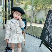 2022 spring girls set clothes vintage autumn children clothing suit kids girl coat and skirt two piece outfits baby toddler sets
