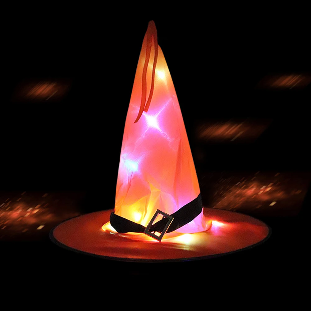 

Creative LED Luminous Witch Hat Multipurpose Glowing Witches Hat Headdress Festive Atmosphere for Outdoor Tree Hanging Ornament