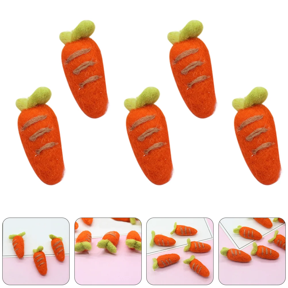 

5 Pcs DIY Cloth Carrot Charms Hairpin Carrot Adorns Lovely Carrot Brooch Decor
