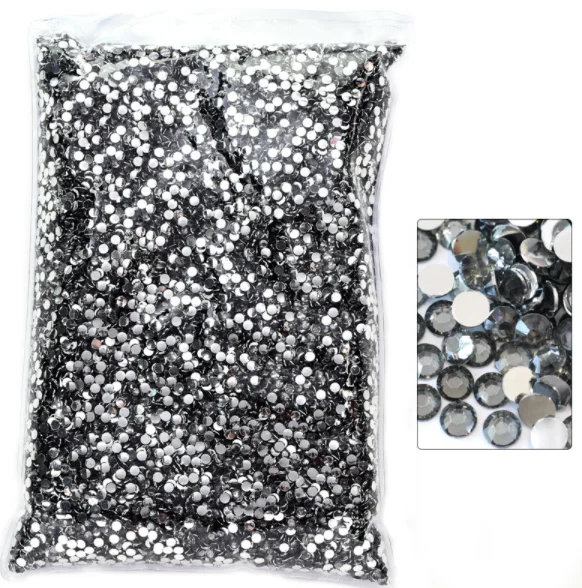 

Стразы с серебристым дном и черными бриллиантами 2 ~ 6 мм, стразы из смолы без горячей фиксации в упаковке, пластиковые украшения для дизайна ...