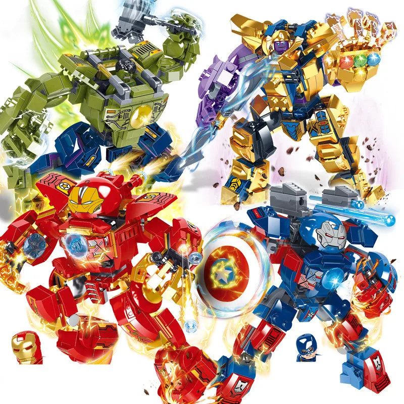 Hulkbuster Heavy Armor Iron Man Captain America Hulk Thanos Building Blocks Kit Bricks Sets Model Kids Boys Toys Children's Gift
