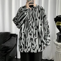 zebra print high quality long sleeve men t shirts casual o neck fashion vintage oversized streetwear top 2022 new trend autumn