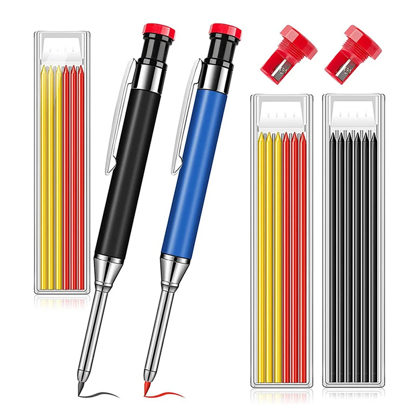 

2022 New Carpenter Pencil Pencil For Deep Hole Marker Pencil With Refill Leads 1/3/5pcs 154mm 2.8mm