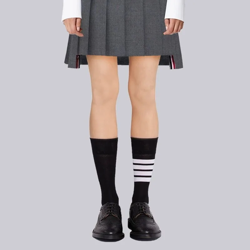 

Женские носки TB THOM, модные повседневные хлопковые чулки высокого качества, модные брендовые Классические носки в полоску в Корейском стиле
