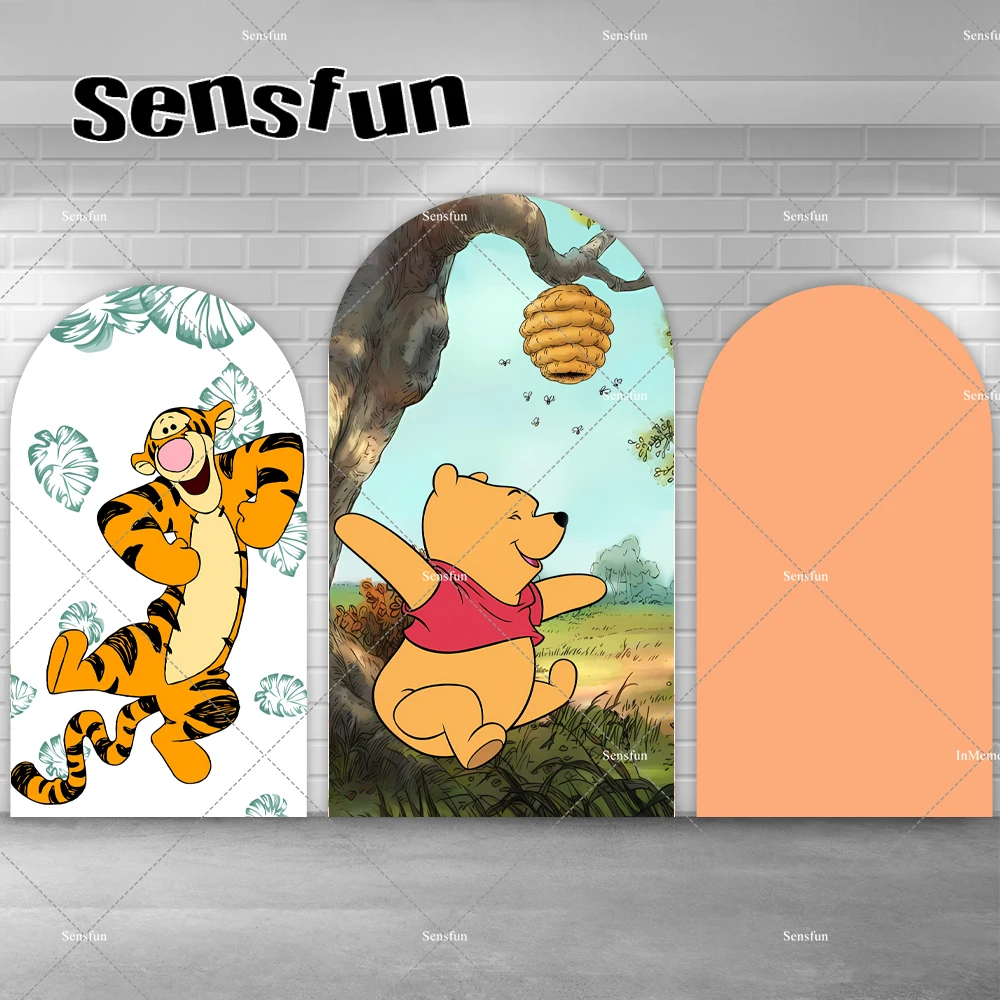 

Winnie The Pooh Bear Chiara Arch Backdrop Cartoon Tiger Kids Baby Shower Newborn 1st Birthday Party Arched Wall Background