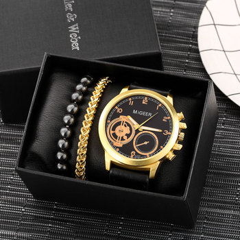 2022 New Luxury Gold Men's Watch Bracelet Gift Box Exquisite Bracelets High Grade Quartz Watches Set Valentine's Day for Husband-36864