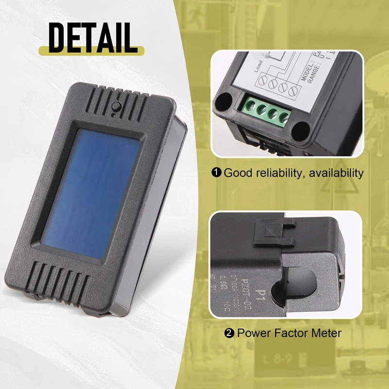 Newest 6In1 220V 100A Single Phase Digital Panel Ampermeter Volt Watt Kwh Power Factor Meter With Split Ct