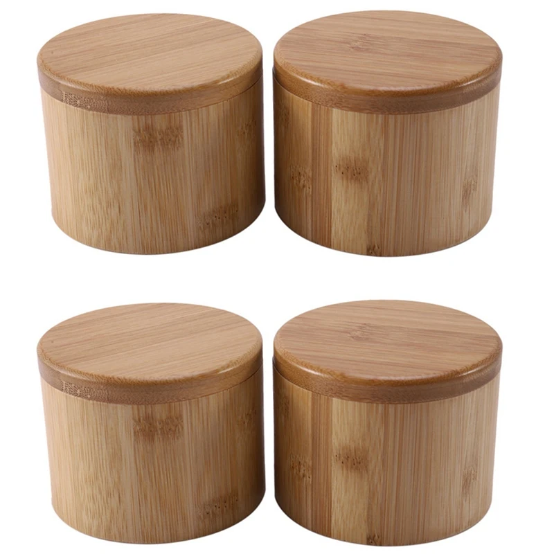 

4 шт., деревянные бамбуковые контейнеры для хранения соли