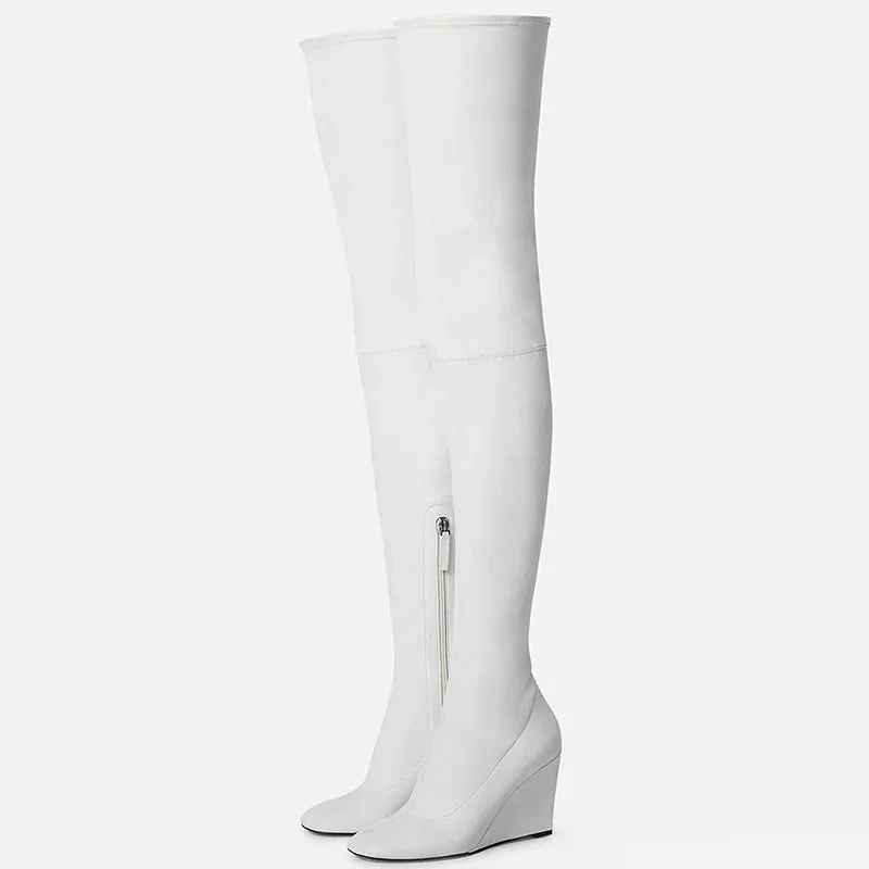 Новые европейские и американские женские сапоги выше колена с круглым носком