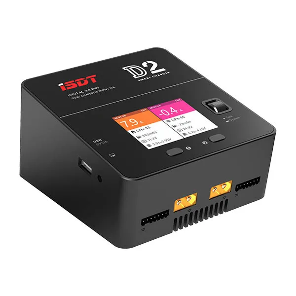 

ISDT D2 200W 24A AC Dual Channel Output Smart Battery Balance Charger Built-in power adapter