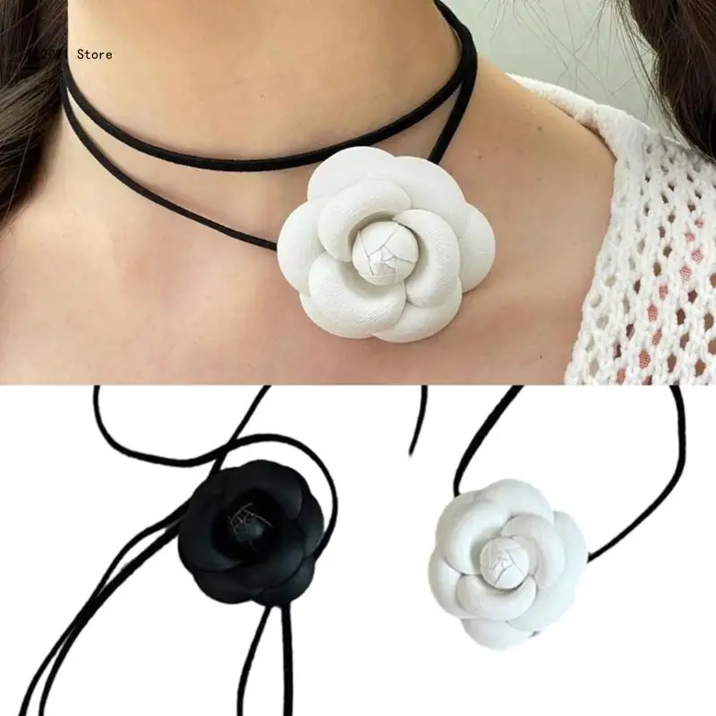 

Elegant Camellia Flower Choker Vintage Neck Chain Fashion Collar Necklace