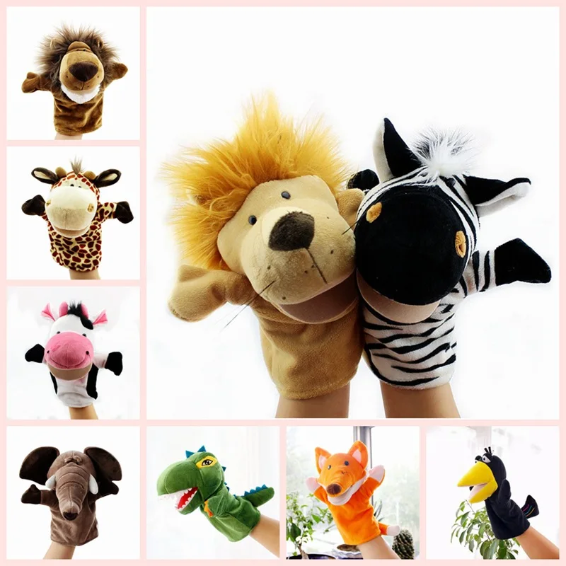 

Animal Kawaii Plush Toys Stuffed Hand Finger Puppet Cute Doll Educational Baby Lion Elephant Monkey Tiger Children Toys Gift