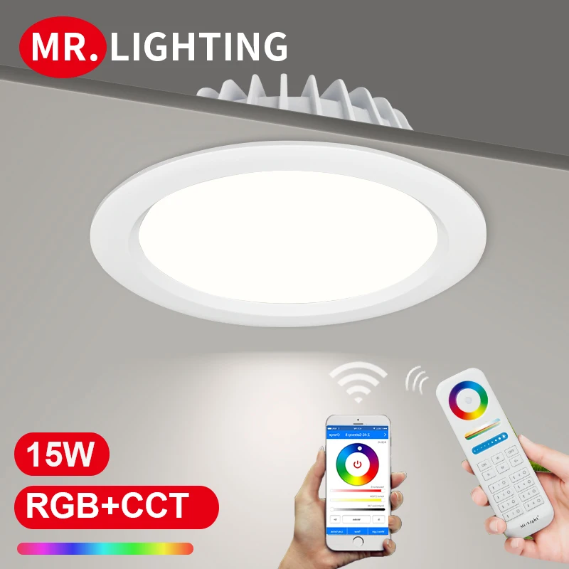 

Светодиодный потолочный светильник Miboxer для гостиной, 15 Вт, RGB + CCT, FUT069, Круглый, переменный ток, 100-240 В, с регулируемой яркостью, беспроводной, ...