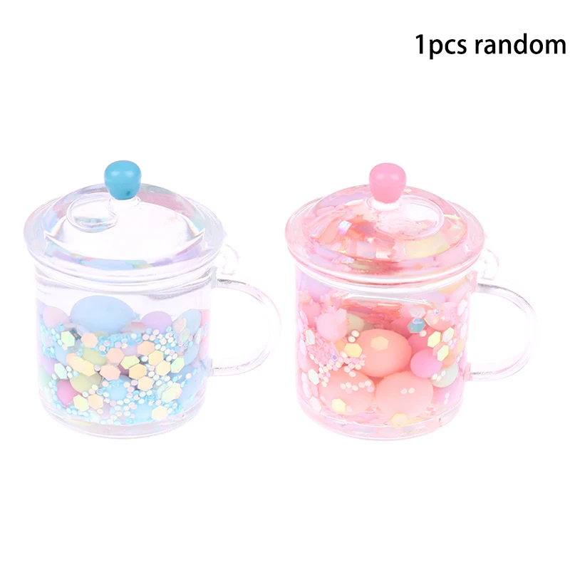 

1Pcs Acrylic Mini Color Sugar Bean Mug Quicksand Bottle Keychain Car Bag Pendant Decoration Children Gifts Pendant