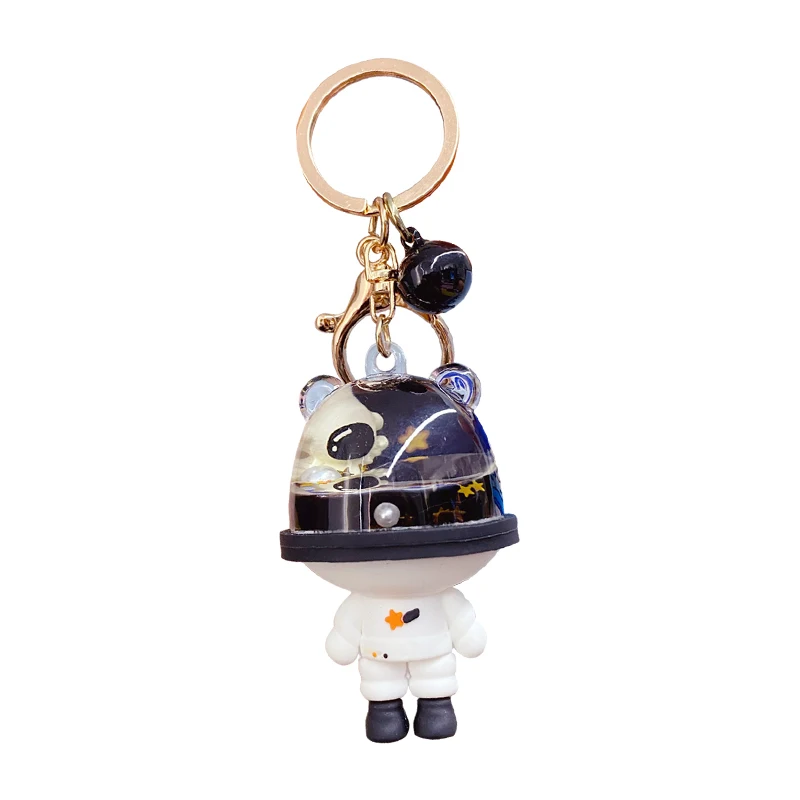 

Cartoon Into Oil Floating Quicksand Bottle Liquid Astronaut Bear Keychain Cute Trendy Car Key Chain Schoolbag Charm