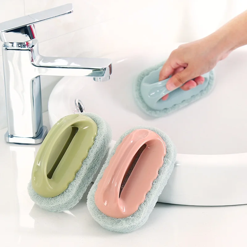 

2PCS Kitchen Bathroom Toilet Cleaning Brush Sponge Glass Wall Cleaning Handle Sponge Ceramic Window Clean Brushes Tools