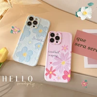 floral phone case for iphone 13 12 11 pro max x xr xs max soft cover with camera protector cute oil painting flowers