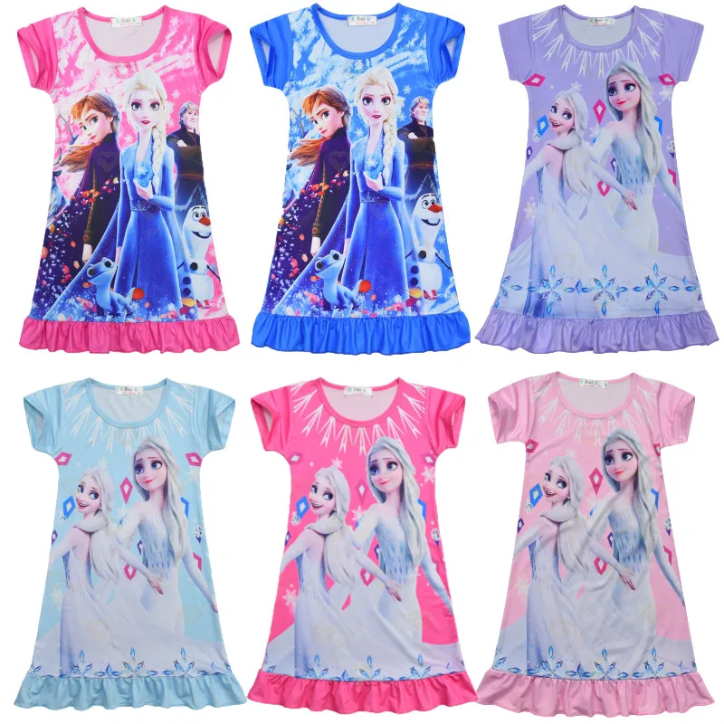 

Disney Kids Nightdress Little Teen Girl Cute Toddler Pajamas Baby Dresses Children Cartoon Autumn Short Sleeved Night Dress