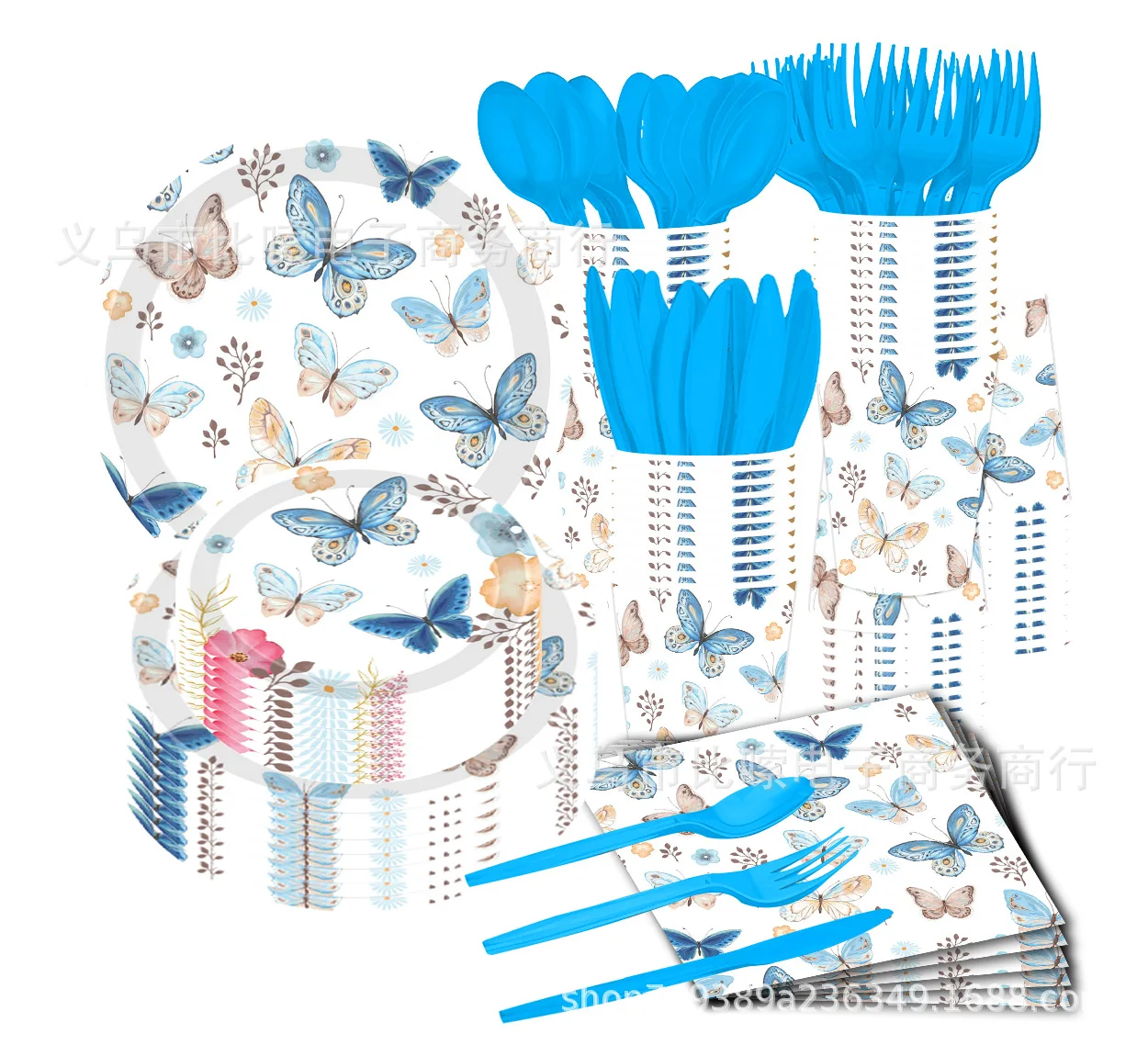 Одноразовые тарелки с красочными бабочками 8 гостей весенняя бабочка Сказочная