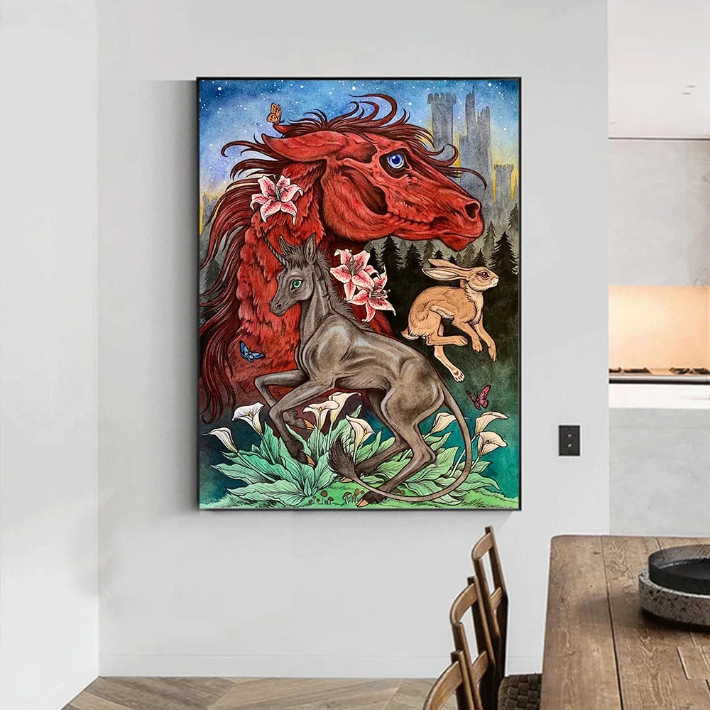 

5D алмазная живопись «сделай сам», Мультяшные жуткие животные, полностью квадратные, круглые стразы, вышивка крестиком, изысканное украшени...