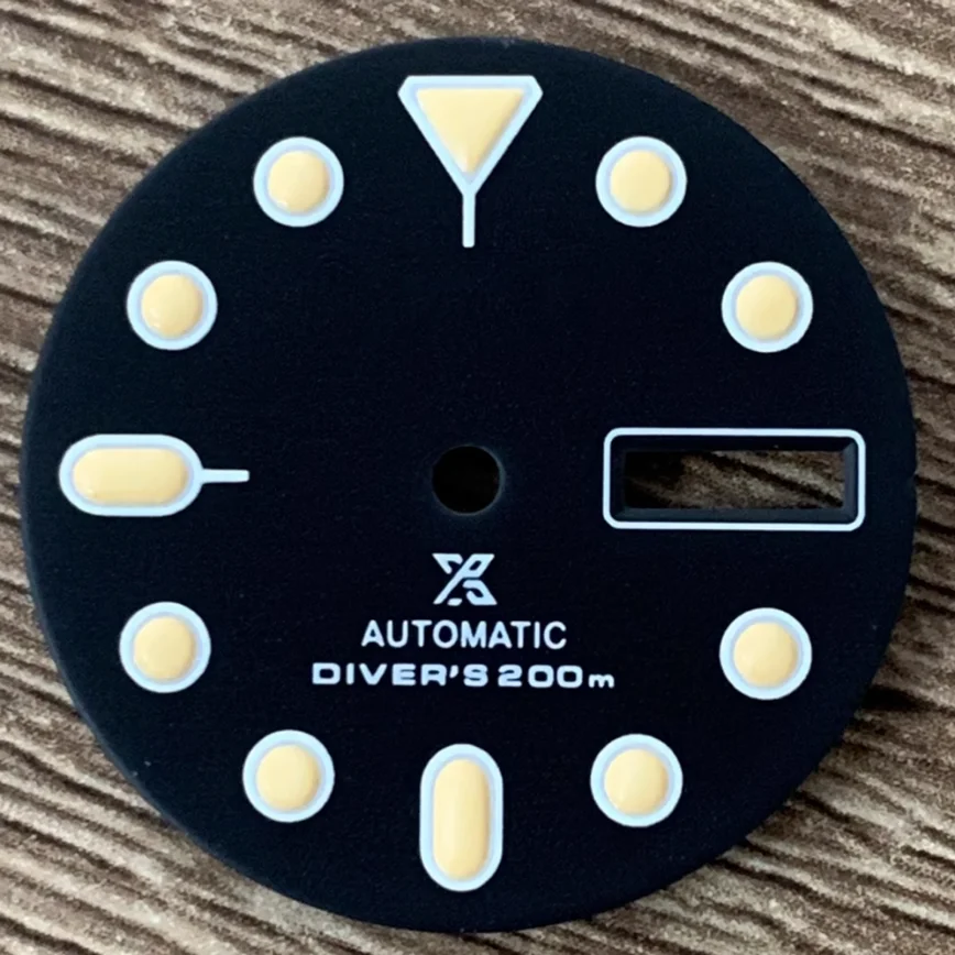 

28.5MM Watch Dial Vintage Black Green Luminous Single and Double Calendar Face Suitable for NH35/36/4R/7S Mechanical Movement