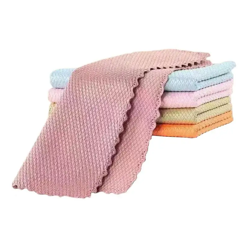 

5Pcs Microfiber Wipe Towels Glasses Cleaning Cloth Dishcloth Reusable Fish Scales Design Dish Rags Kitchen Magic Cleaning Tools