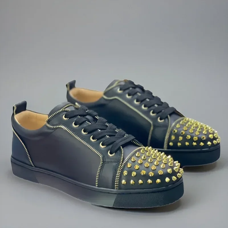 Женские роскошные брендовые низкие туфли с красной подошвой для мужчин