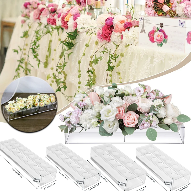 

Акриловая прямоугольная Настольная Ваза 10-18 с отверстиями, Цветочная Роза, декоративная шкатулка для столовой, для свадьбы