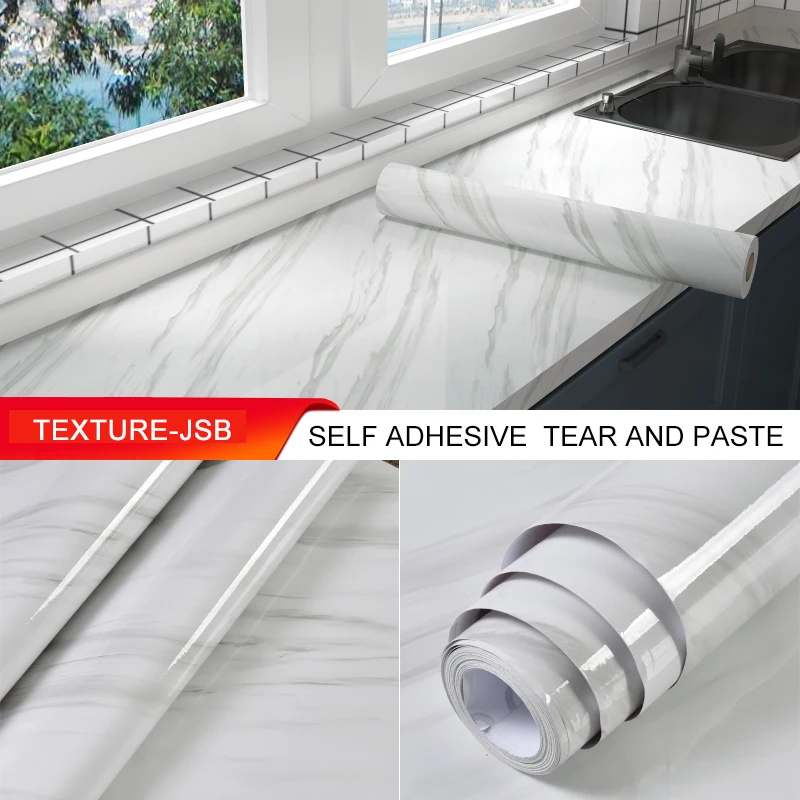 

PVC Marble Stickers Kitchen Countertops Self Adhesive Waterproof Wallpapers of Home Decor Cabinet Table Furniture Film Sticker