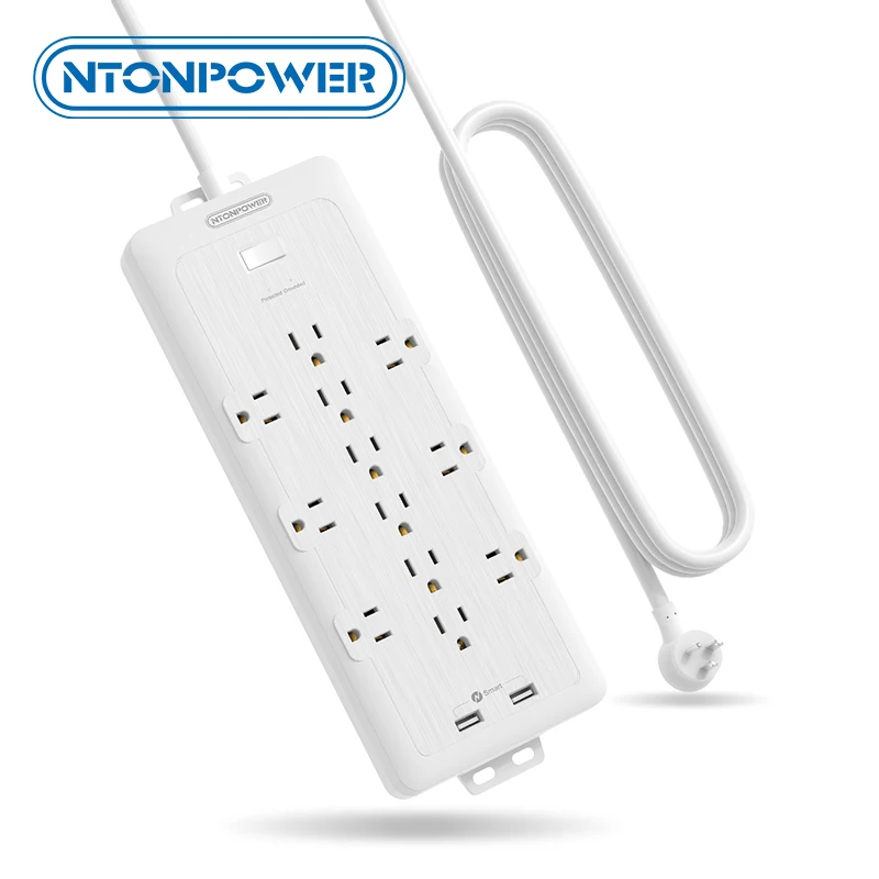

NTONPOWER Wall Mount Charging Station Us Plug Power Strip 4000J Surge Protector With 25FT Extension Cord Multi Socket For Home