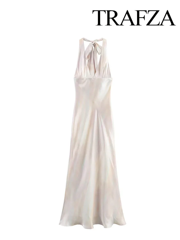 Женское платье с открытой спиной и V-образным вырезом без рукавов