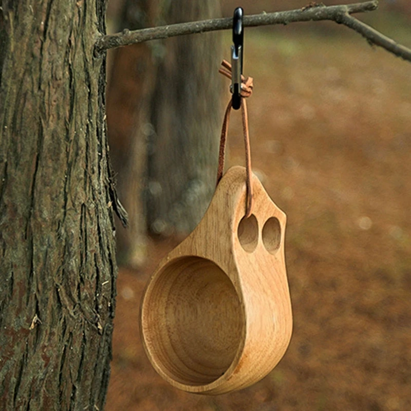 

Portable Outdoor Natural Wooden Tea Coffee Cup Drinking Mug Cute Gift for Wood Lover Health Suitable for Wine Milk Beer