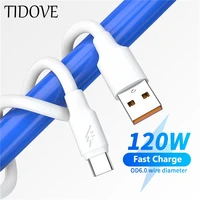 tidove 120w 6a fast charging usb type c cable for samsung s21 xiaomi 11 huawei oppo ipad super fast charger date micro usb cable