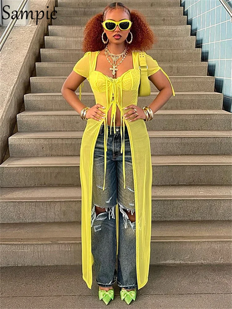 

Женский прозрачный кардиган с коротким рукавом, с низким вырезом