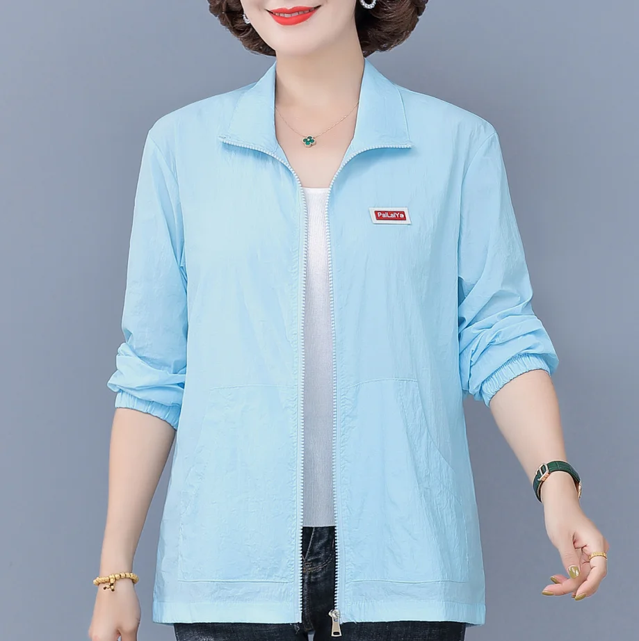 

Beardon Summer Women's New UV Protection Jacket Loose Standing Collar Thin Outdoor Women's Breathable Sun Protection Clothing