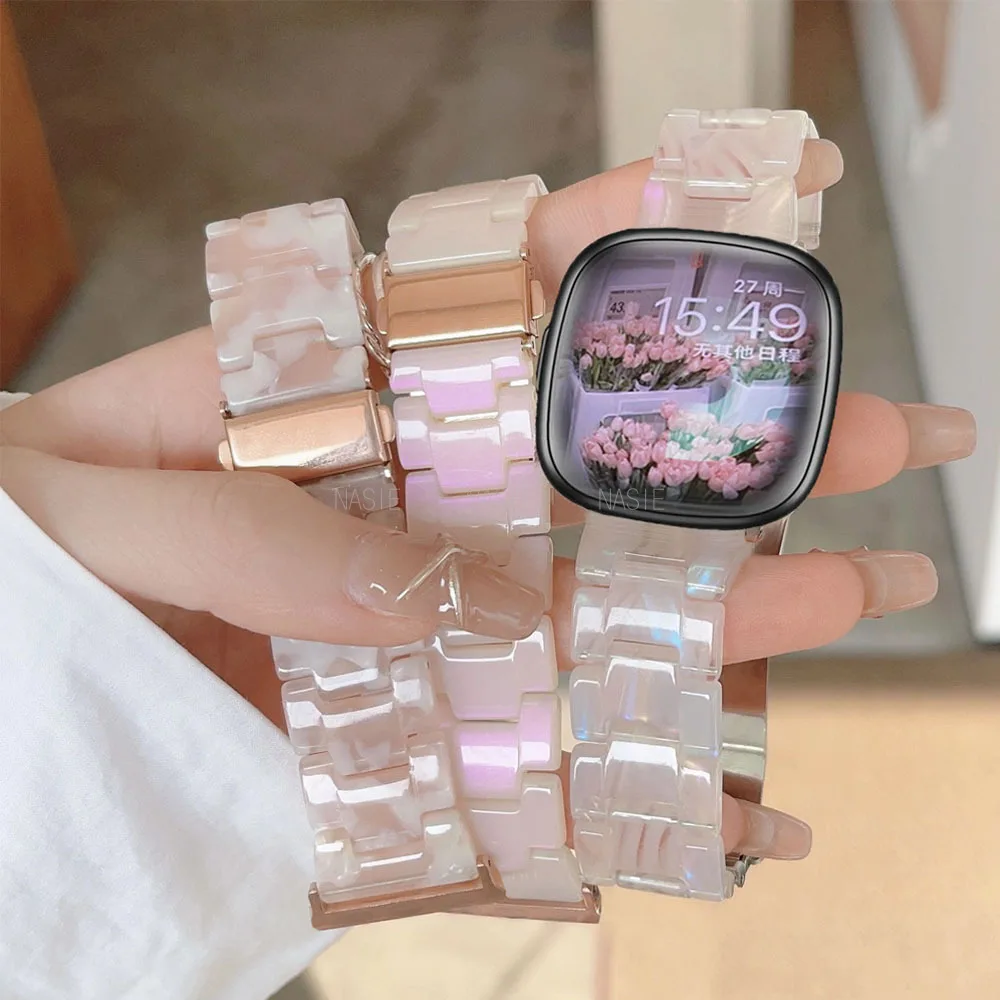 Женский роскошный ремешок из смолы для браслета Fitbit Versa 4 3 2 1 браслет на запястье