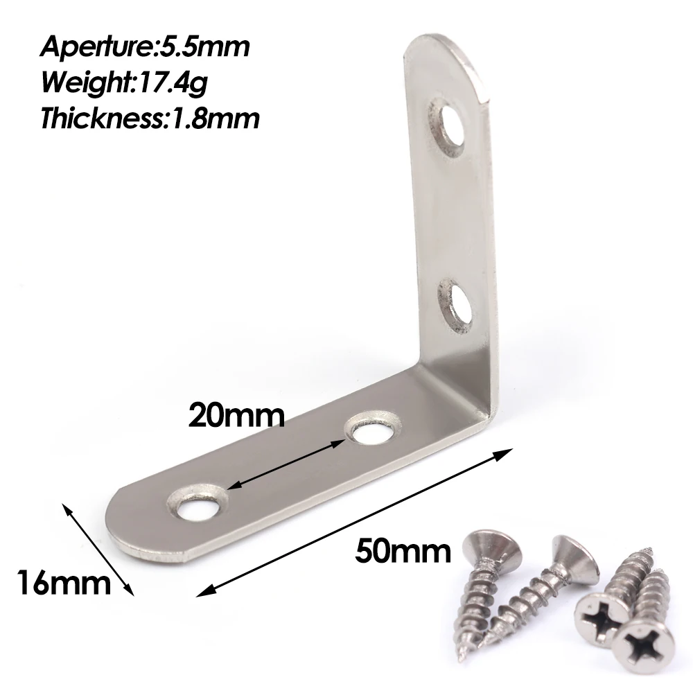 

Угловые кронштейны под углом 90 градусов с винтами, L-образный кронштейн из нержавеющей стали, быстрое крепление для мебели