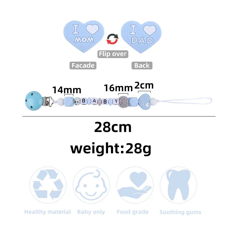 Персонализированные именные зажимы для соски силиконовый атташе ручной работы